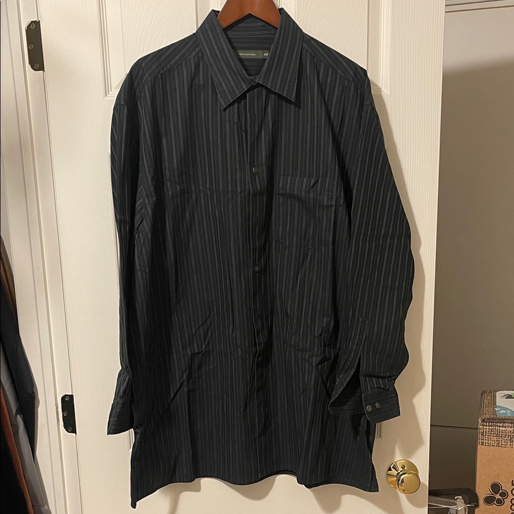 Ermenegildo Zegna Charcoal Striped Shirt